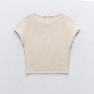 Zara Women's Elegant Cream Crop Top